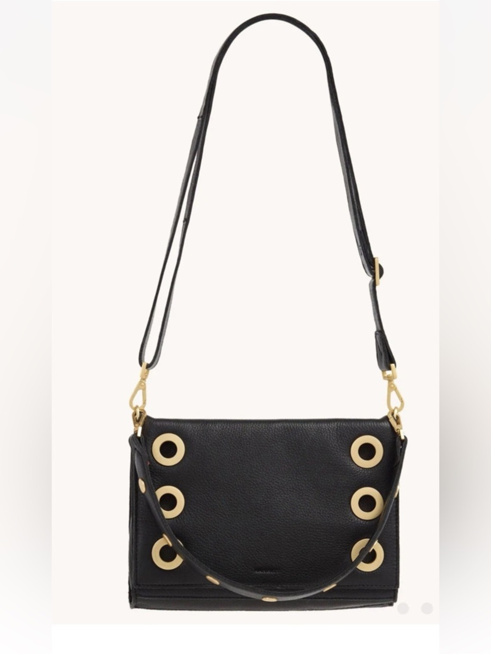Authentic $495 HAMMIT Montana Clutch Black Leather / Gold Metal Shoulder Bag sm - Picture 2 of 16